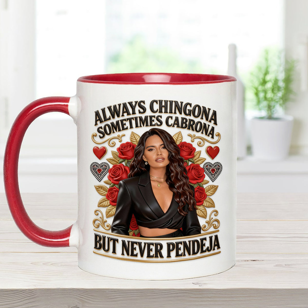 Latina Vibes, Always Chingona - Personalized Latina Women Set Accent Mug with Acrylic Stirrers