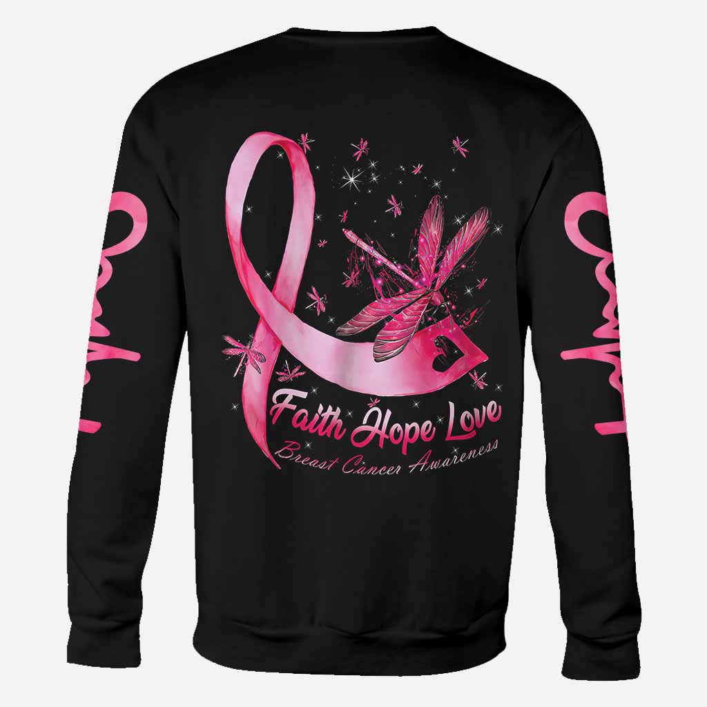 Faith Hope Love Breast Cancer Dragonfly Breast Cancer Awareness All Over T-shirt and Hoodie