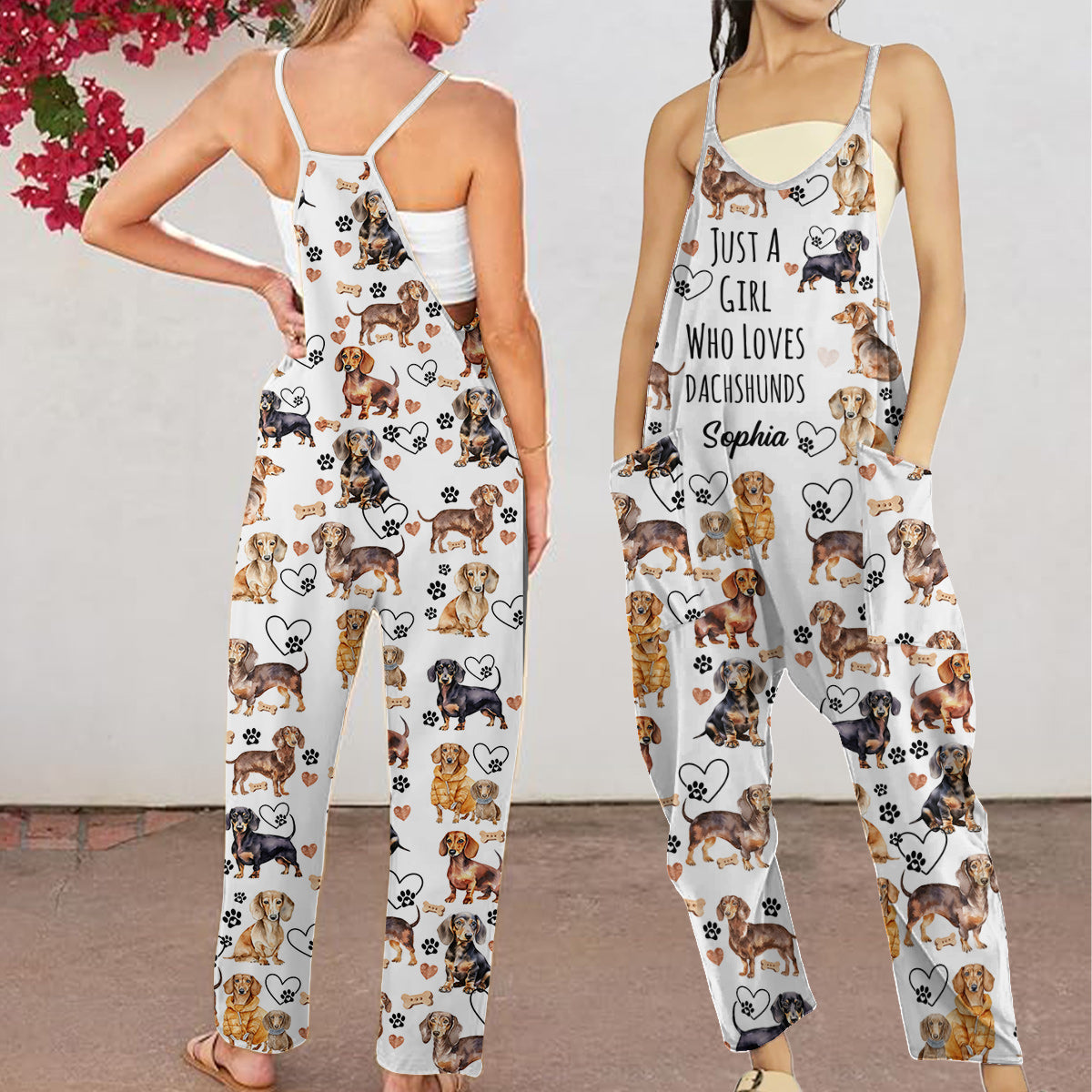 Just A Girl Who Loves Dachshund - Personalized Dachshund Loose-Fit Overalls/ Rompers