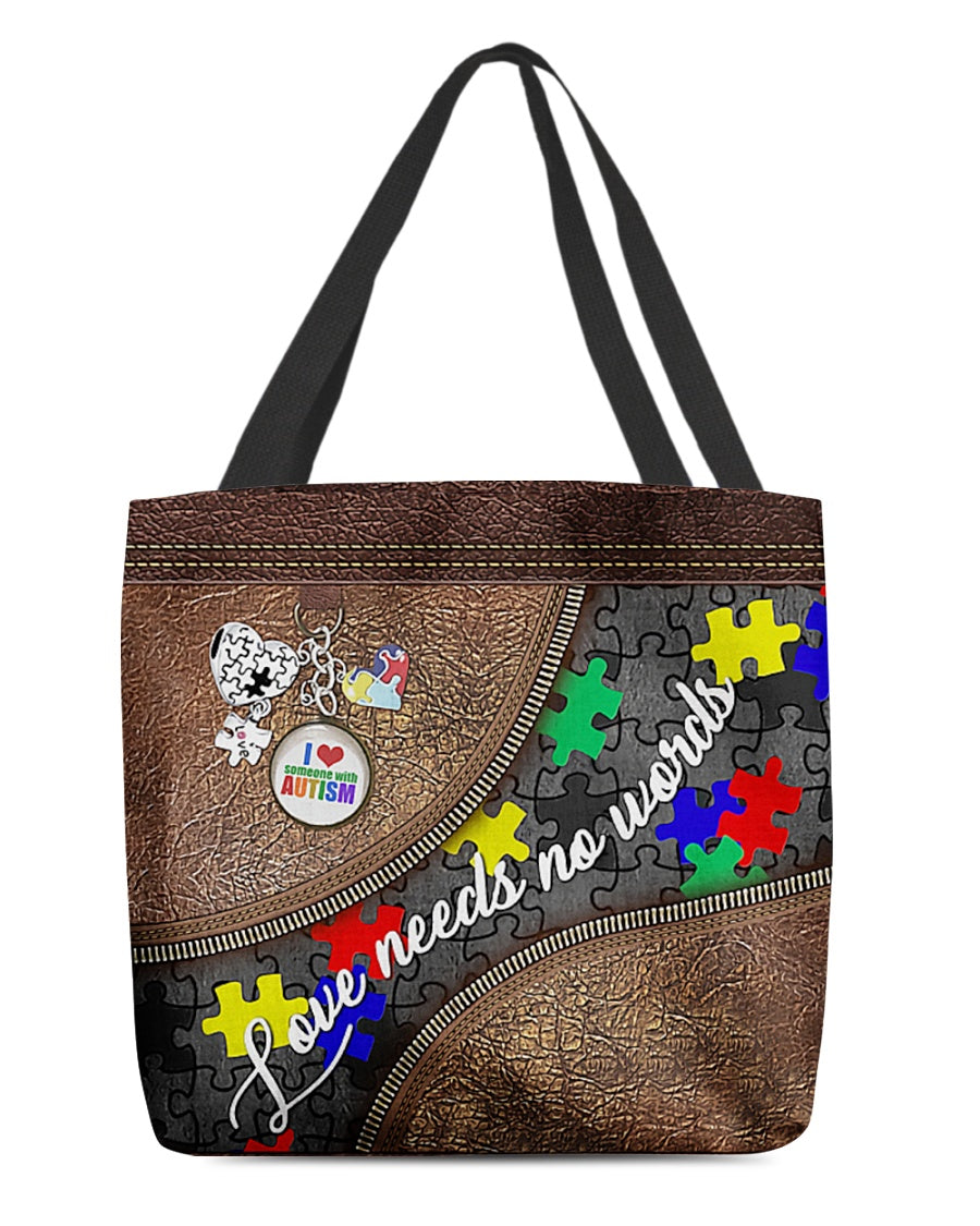 Autism Love Needs No Words - Autism Awareness Tote Bag 0921