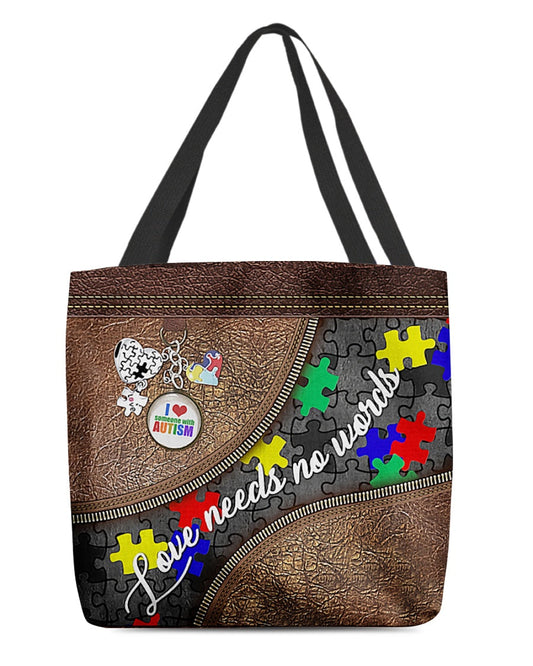 Autism Love Needs No Words - Autism Awareness Tote Bag 0921