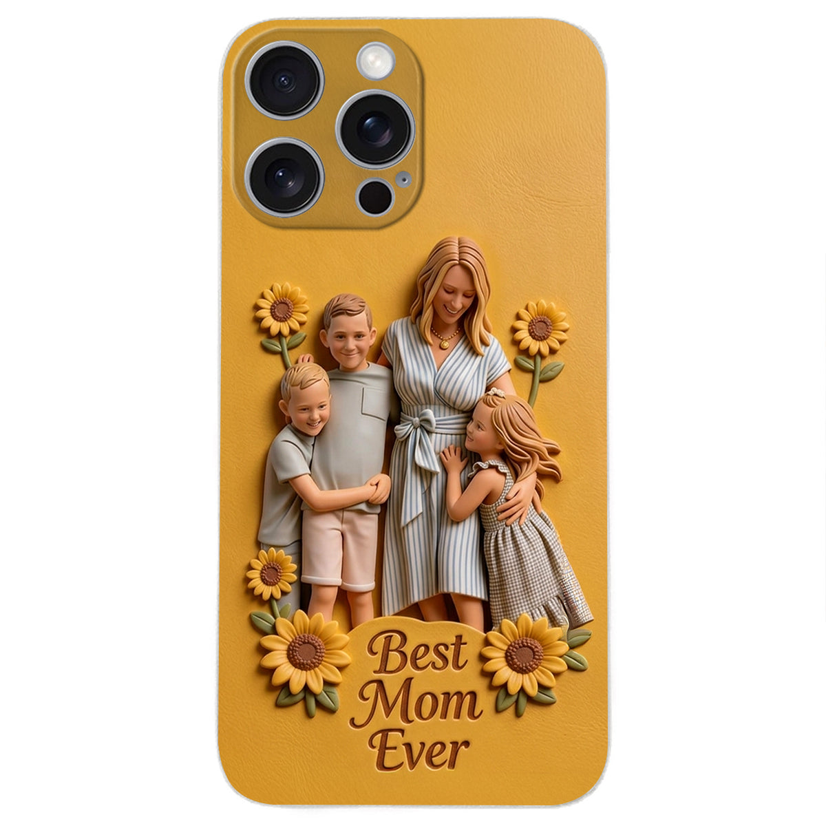 Best Mom Ever - Personalized Mother 3D Embossed Leather Phone Case