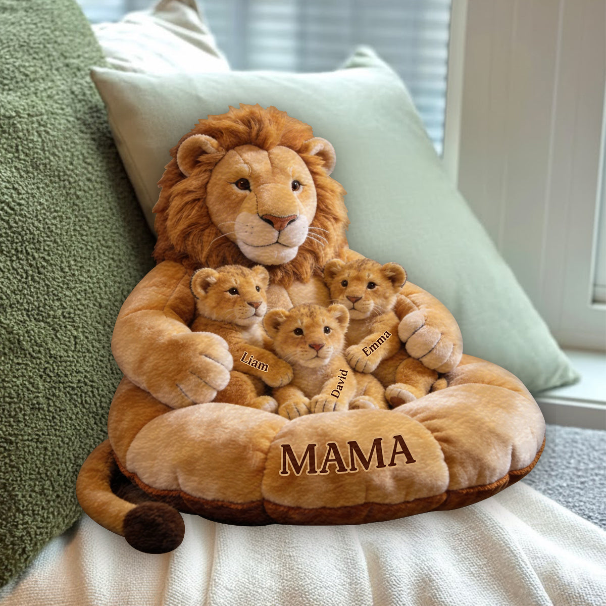 Lion Family Theme Mother's Day - Personalized Mother Premium Faux Fur Pillow