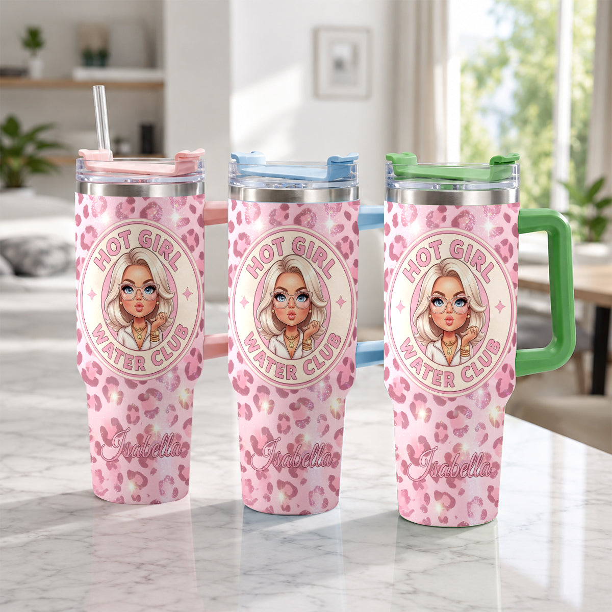 Hot Girl Water's Club, Gift for Women - Personalized Self love Tumbler With Plush Charm