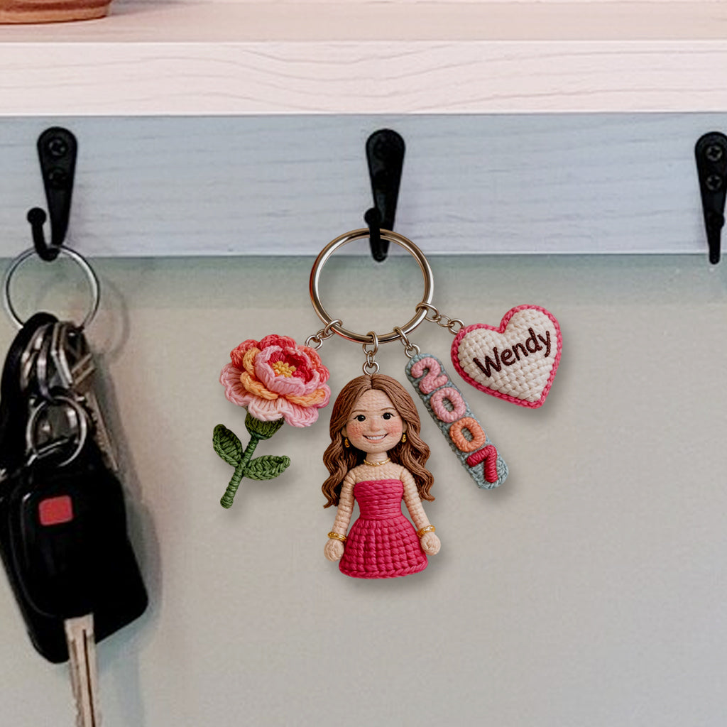 Custom Any Photo - Personalized Birthday Premium Keychain With Charms