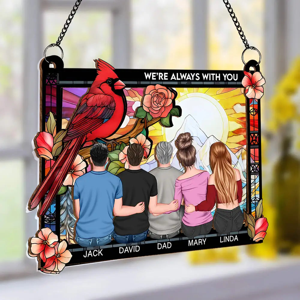 I Am Always With You Wood and Acrylic Layered Ornament – Cardinal and Angel Family Memorial Keepsake