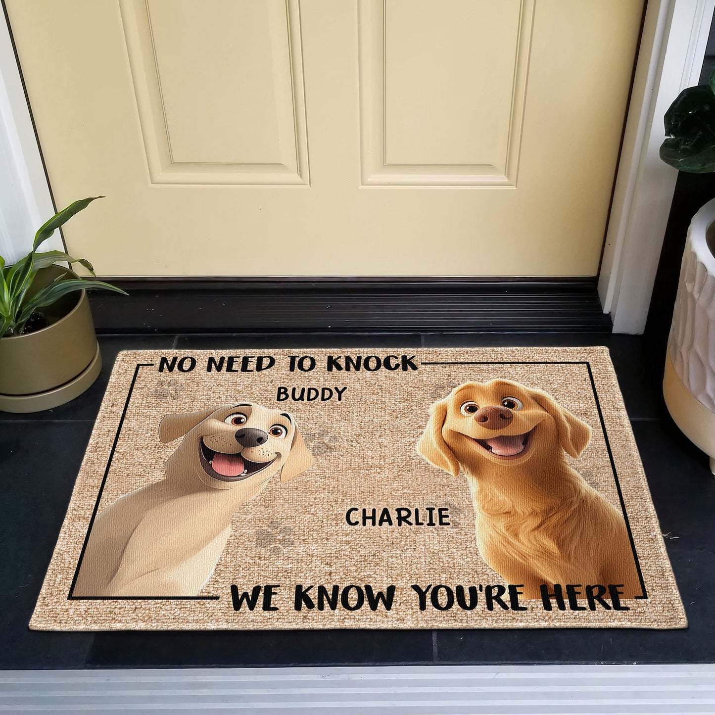 Personalized Pet Doormat – Cute Dog Design, Perfect for Valentine's, Family Gifts, Available in Standard and Premium Options