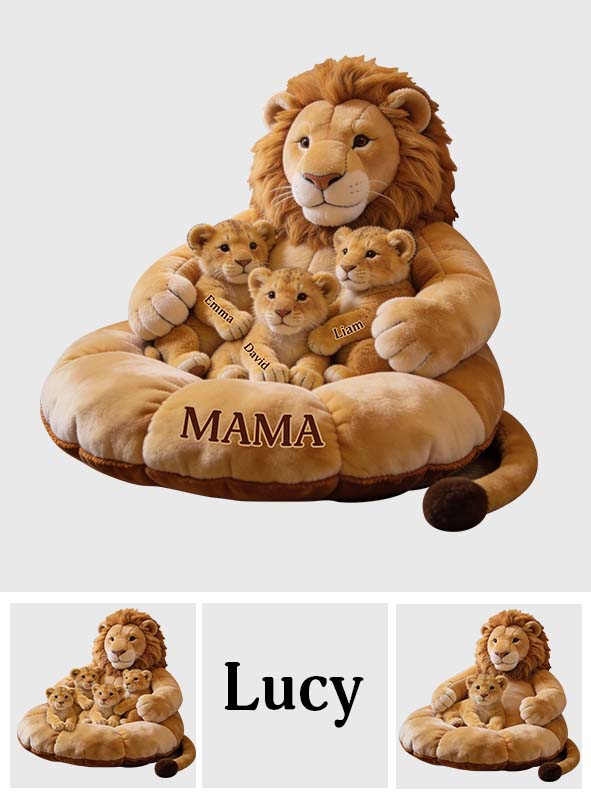 Lion Family Theme Mother's Day - Personalized Mother Premium Faux Fur Pillow