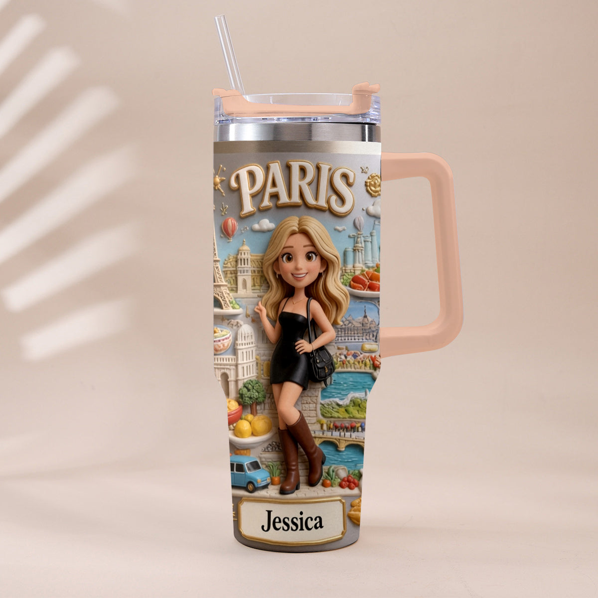Just A Girl Who Loves Travelling - Personalized Travelling Tumbler With Handle