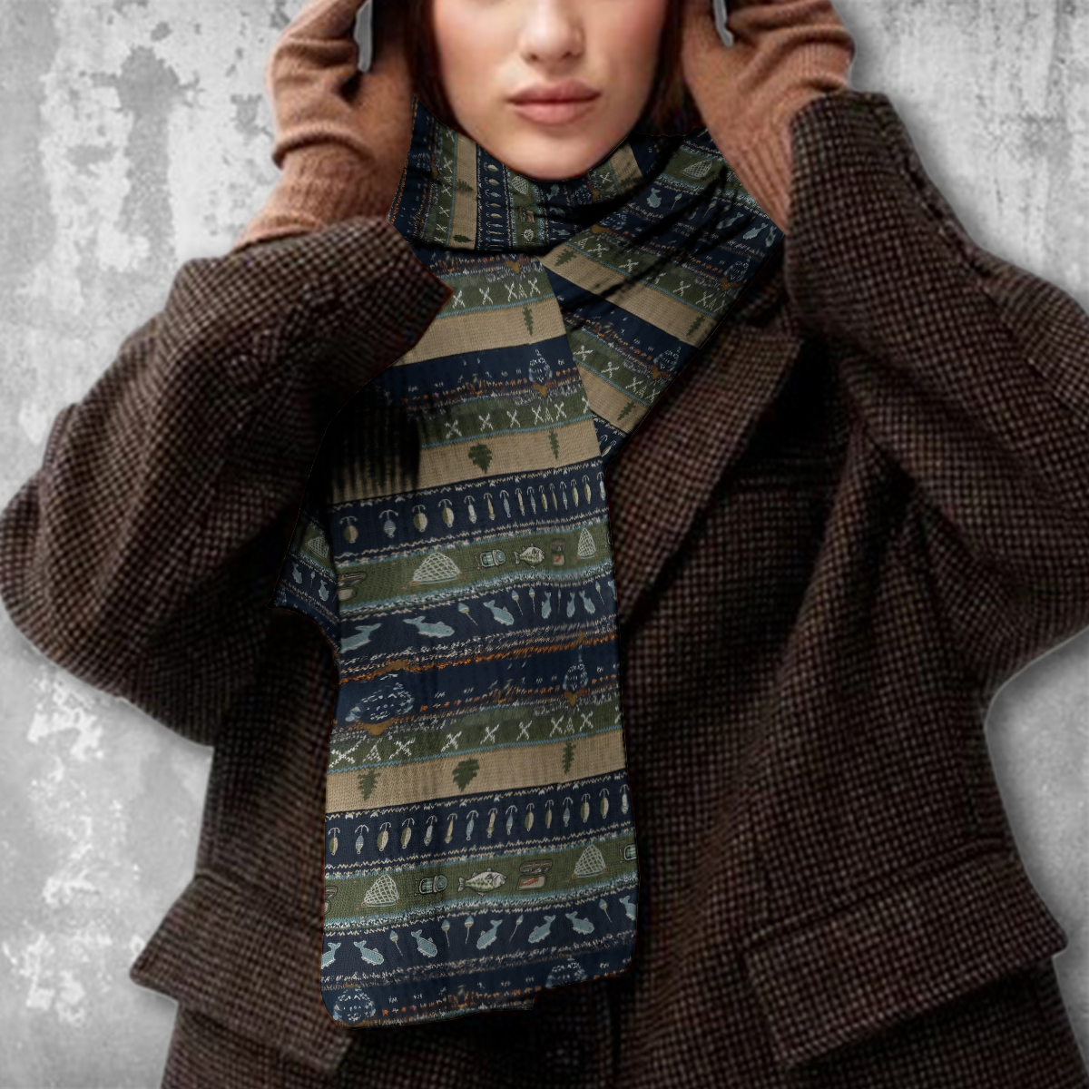 Hooked on Fishing - Personalized Fishing Knitted Scarf