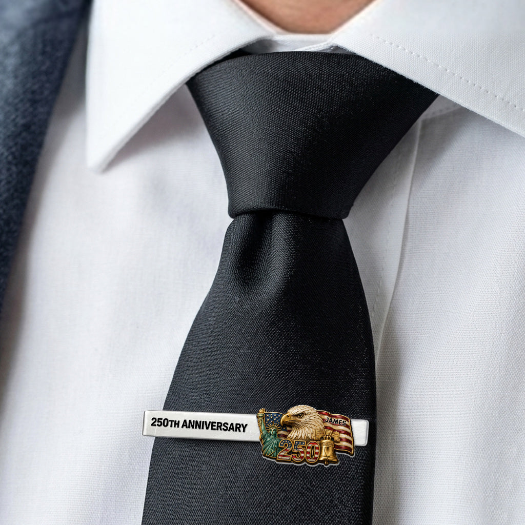 America 250th Anniversary Gifts - Personalized Independence Day/ 4th of July Tie Clip