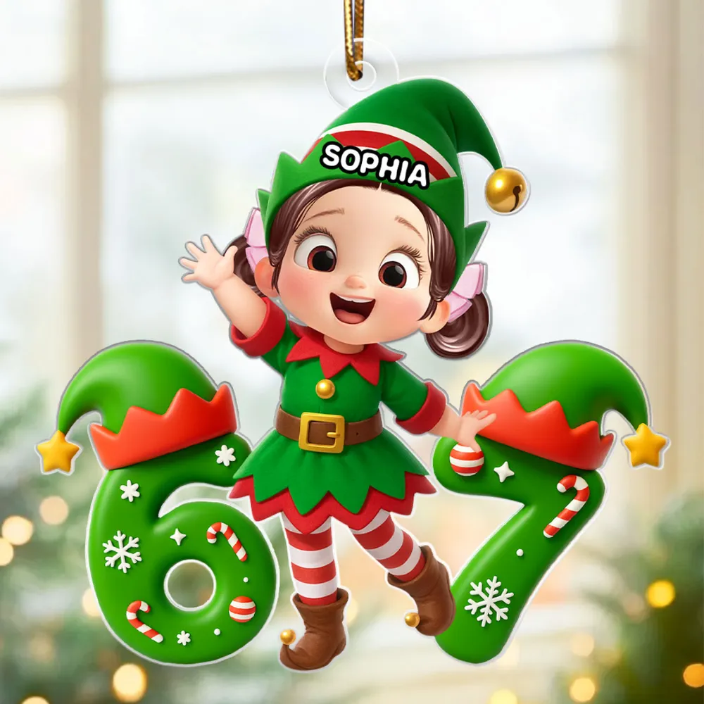 Personalized Christmas Elf Acrylic Ornament for Kids – Cute 6 7 Design, Festive Decor & Unique Holiday Gift