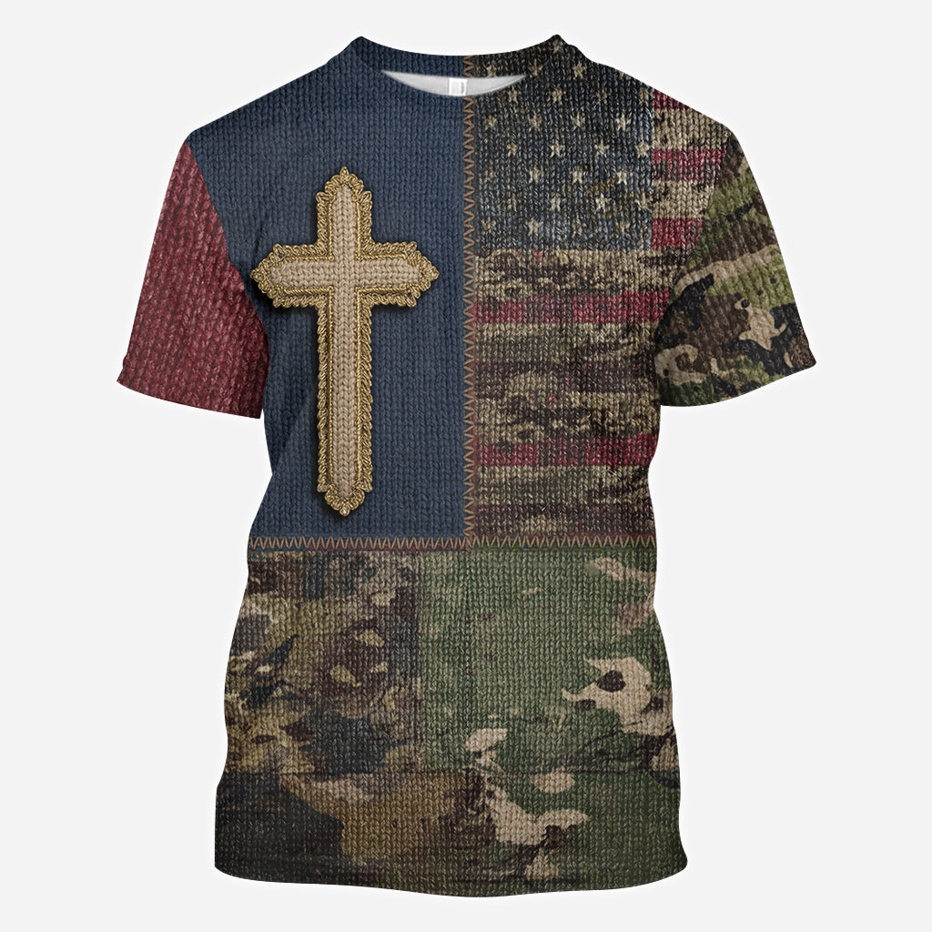 American Flag Cross Faith All Over Print Hoodie - Personalized Christian All Over Shirt