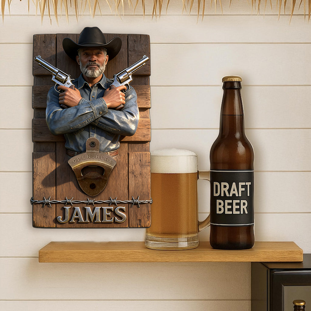 Custom Any Photo - Personalized Western Outfit Wall Bottle Opener