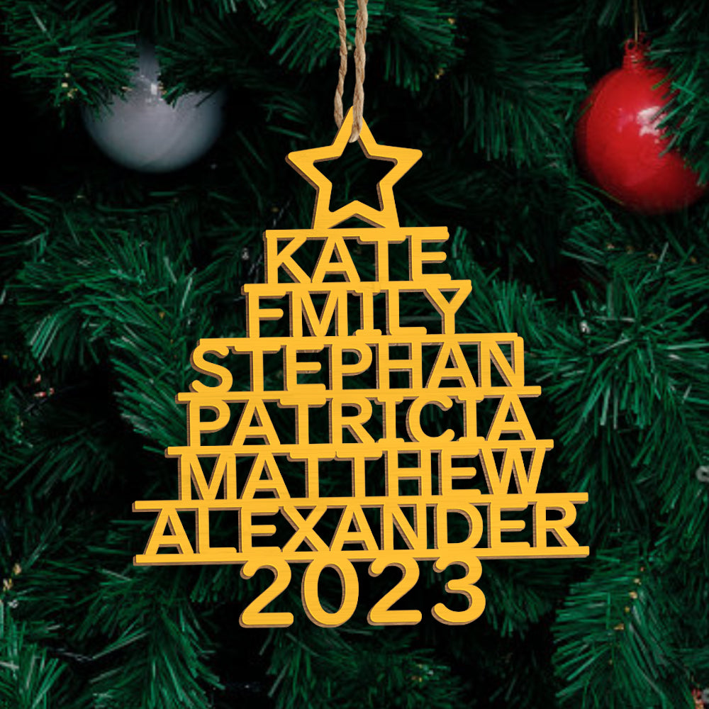 Any Name Christmas Tree - Personalized Family Any Name Christmas Tree Ornament