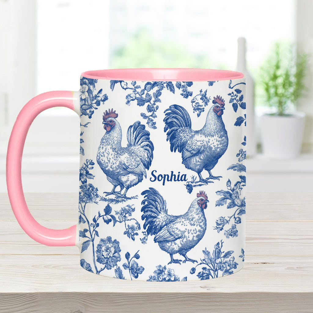 Chicken Toile de Jouy - Personalized Chicken Accent Mug