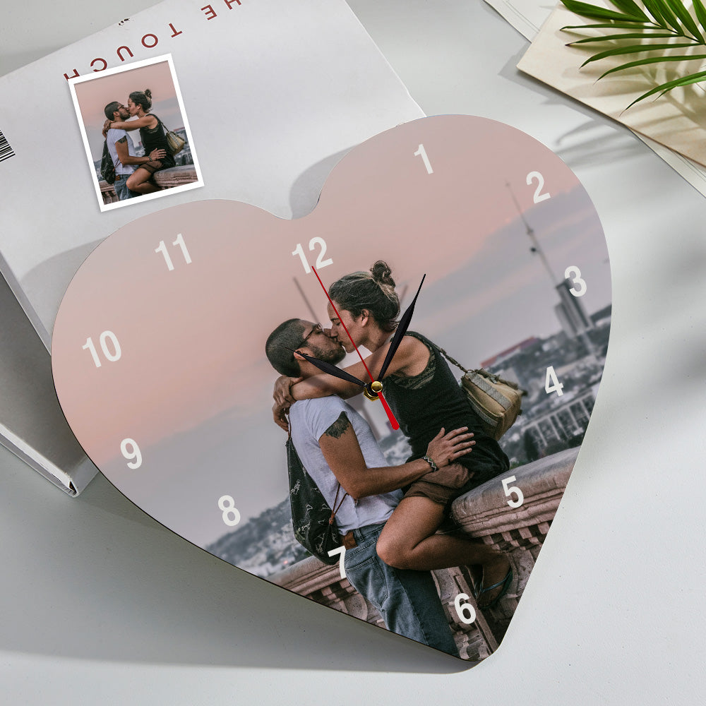 Custom Photo Heart Photo Clock - gift for husband, wife, boyfriend, girlfriend - Personalized Clock
