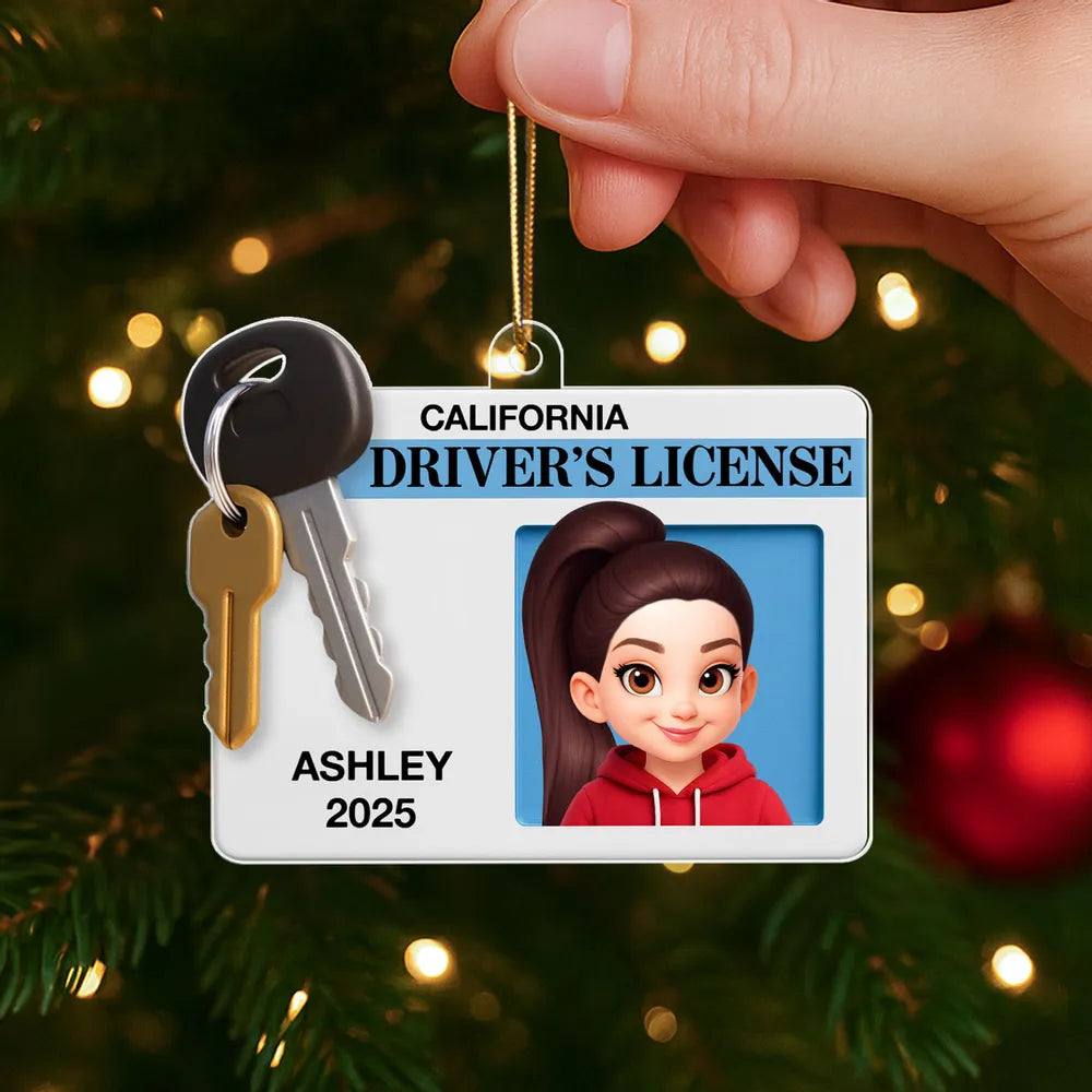 Acrylic Ornament for Car, Driver License Look with cartoon vibe, durable and cute, festive decor and creative gift for teens and friends