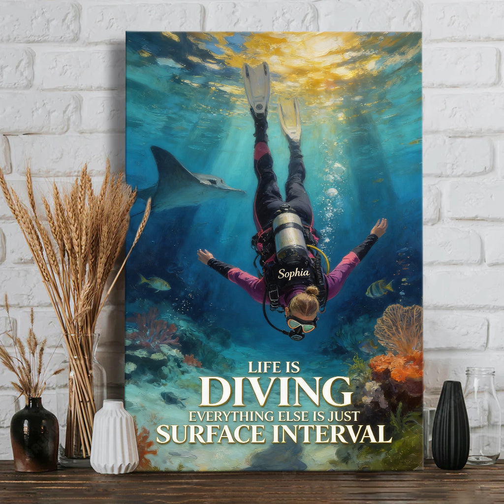 Life Is Diving - Personalized Scuba Diving Canvas And Poster