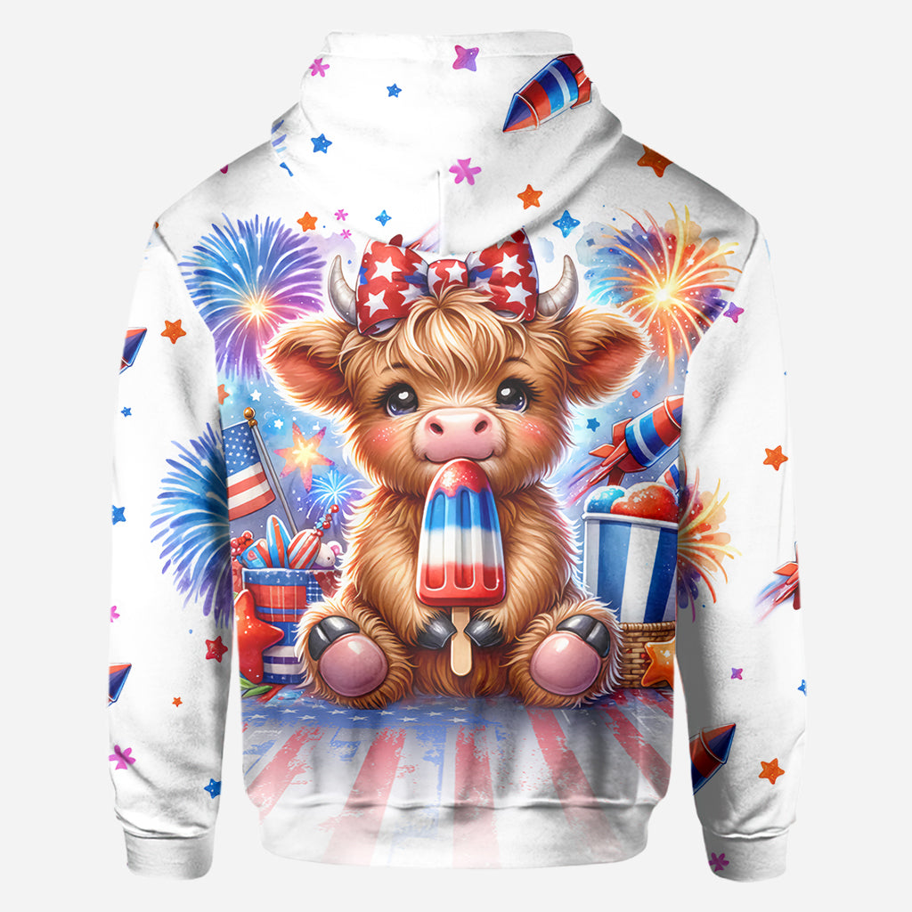 4th Of July Highland Cow - Personalized All Over Shirt