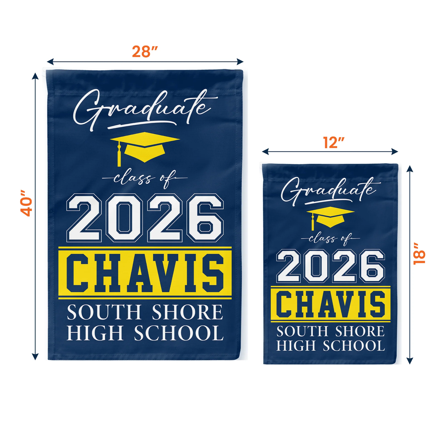 Personalized Graduation Garden Flag Only, Custom School Colors Yard Decor, Unique Gift for Your Grad