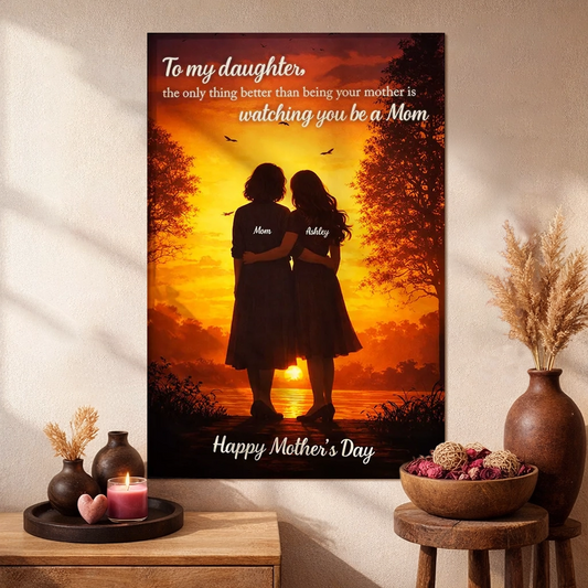 To My Daughter Personalized Poster Sunset Lake Silhouette Wall Art A Heartwarming Mother's Day Keepsake Gift