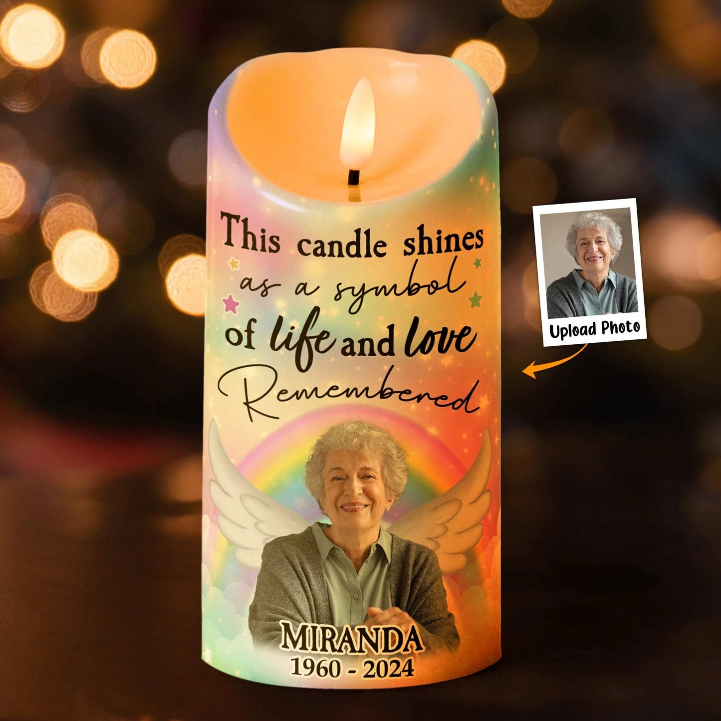 This Candle Shines As A Symbol Of Life And Love - Personalized Photo LED Candle or Poster or Keychain or Plaque