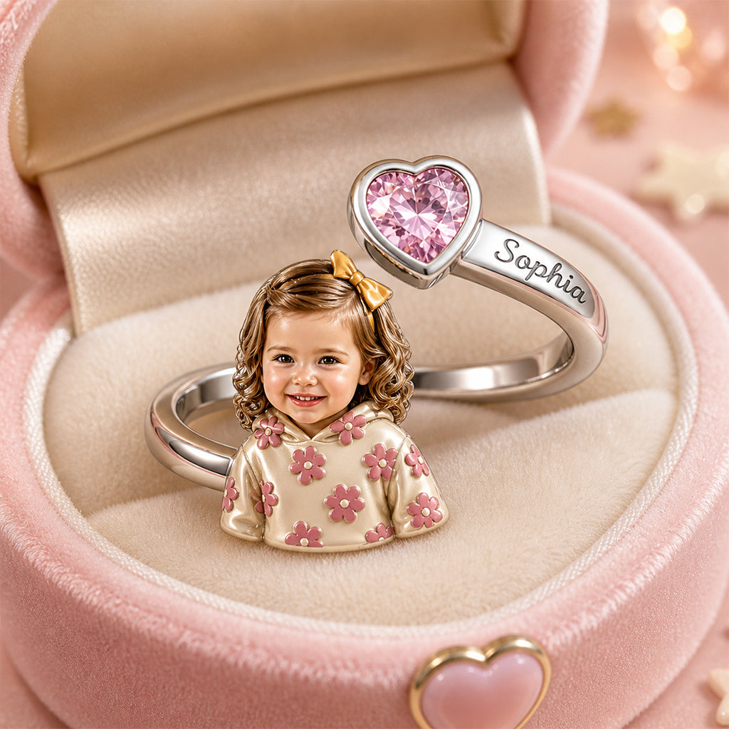 Kid's Birthday Keepsake - Personalized Kid Adjustable Shaped Ring
