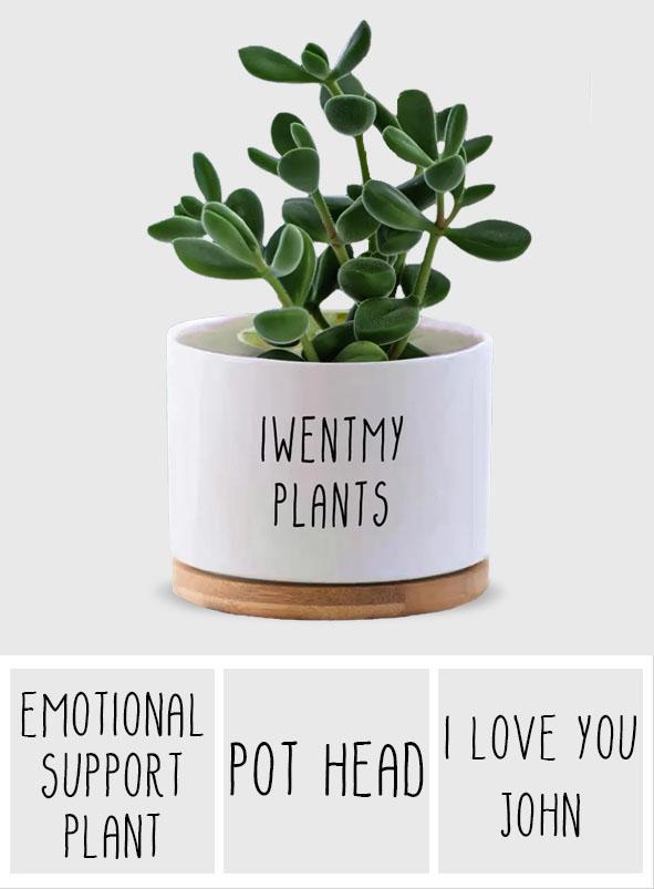 Custom Text Plant Pot - gift for her, plant mom, wife, mom - Personalized Ceramic Pot