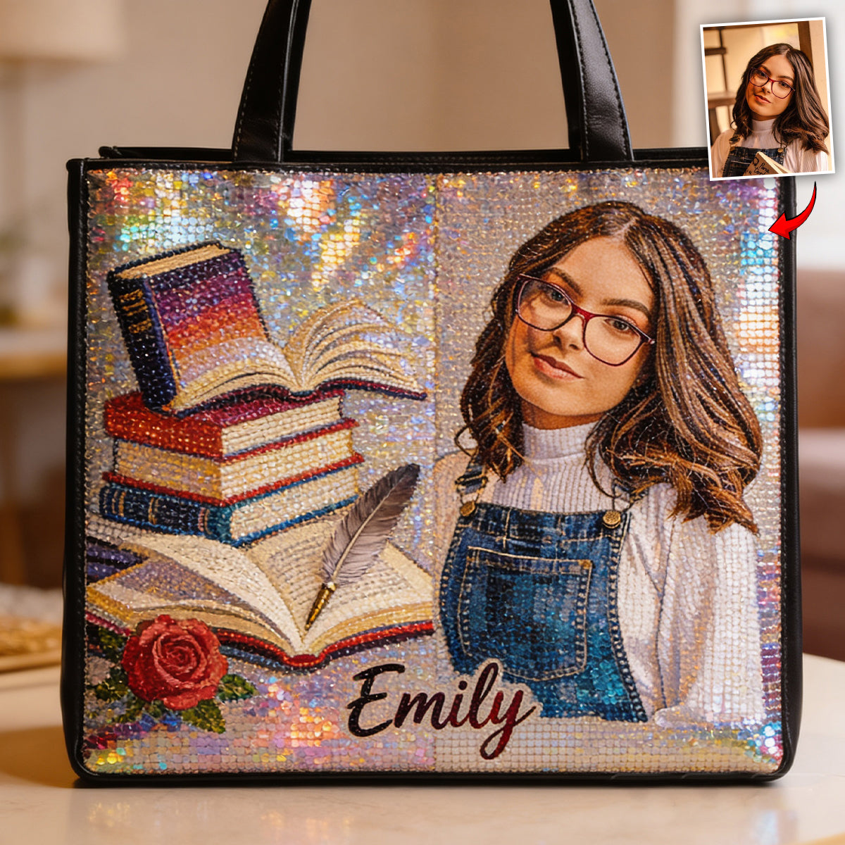 Custom Any Photo Love Books - Personalized Book Tote Bag