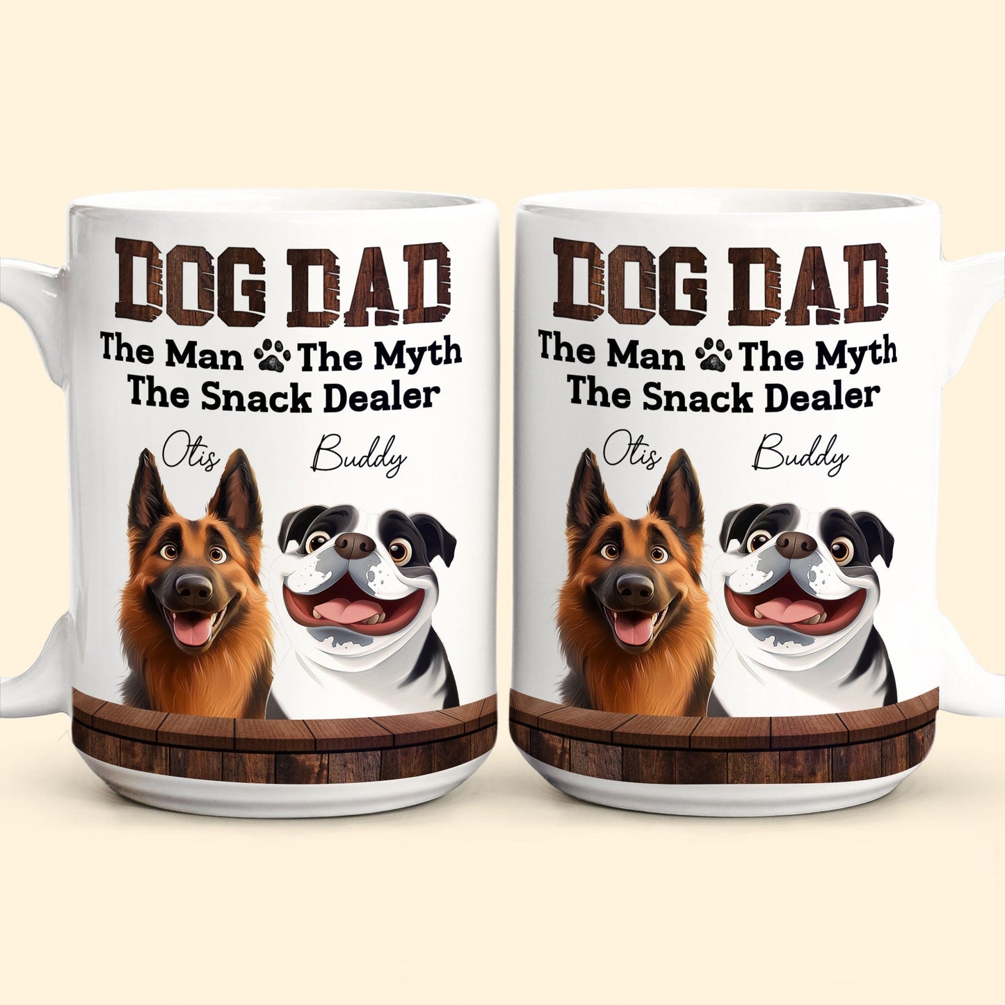 Must-Have Mug for Dog Dads - Custom White Ceramic Mug - Ideal Gift for Couples, Families on Valentine’s or Father’s Day