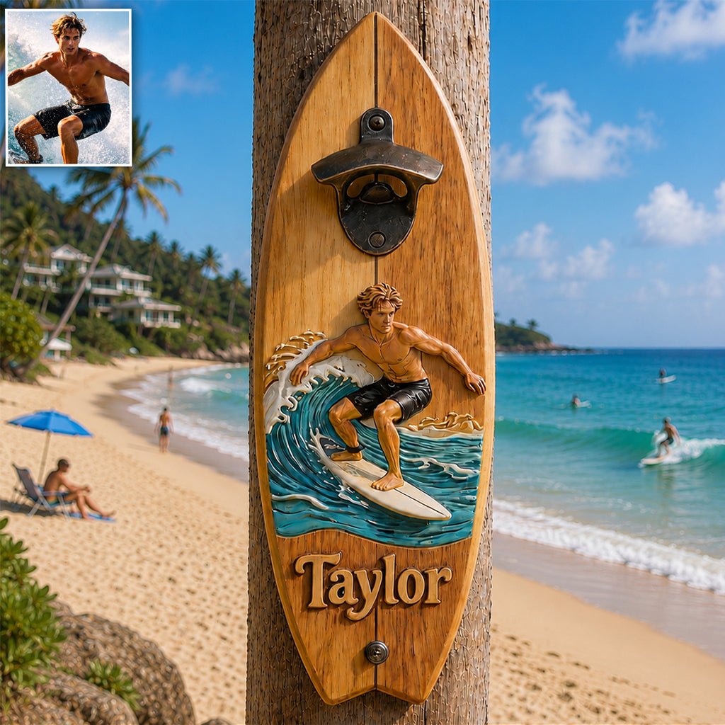 Beach Lover - Personalized Surfing Wall Bottle Opener