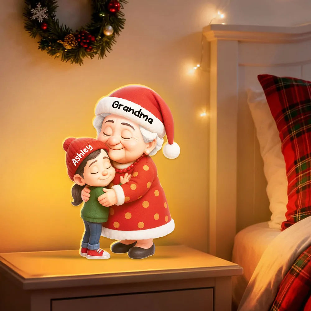 Grandma and Grandkid Hug Acrylic Light Box – A Heartwarming Christmas Gift of Love and Togetherness