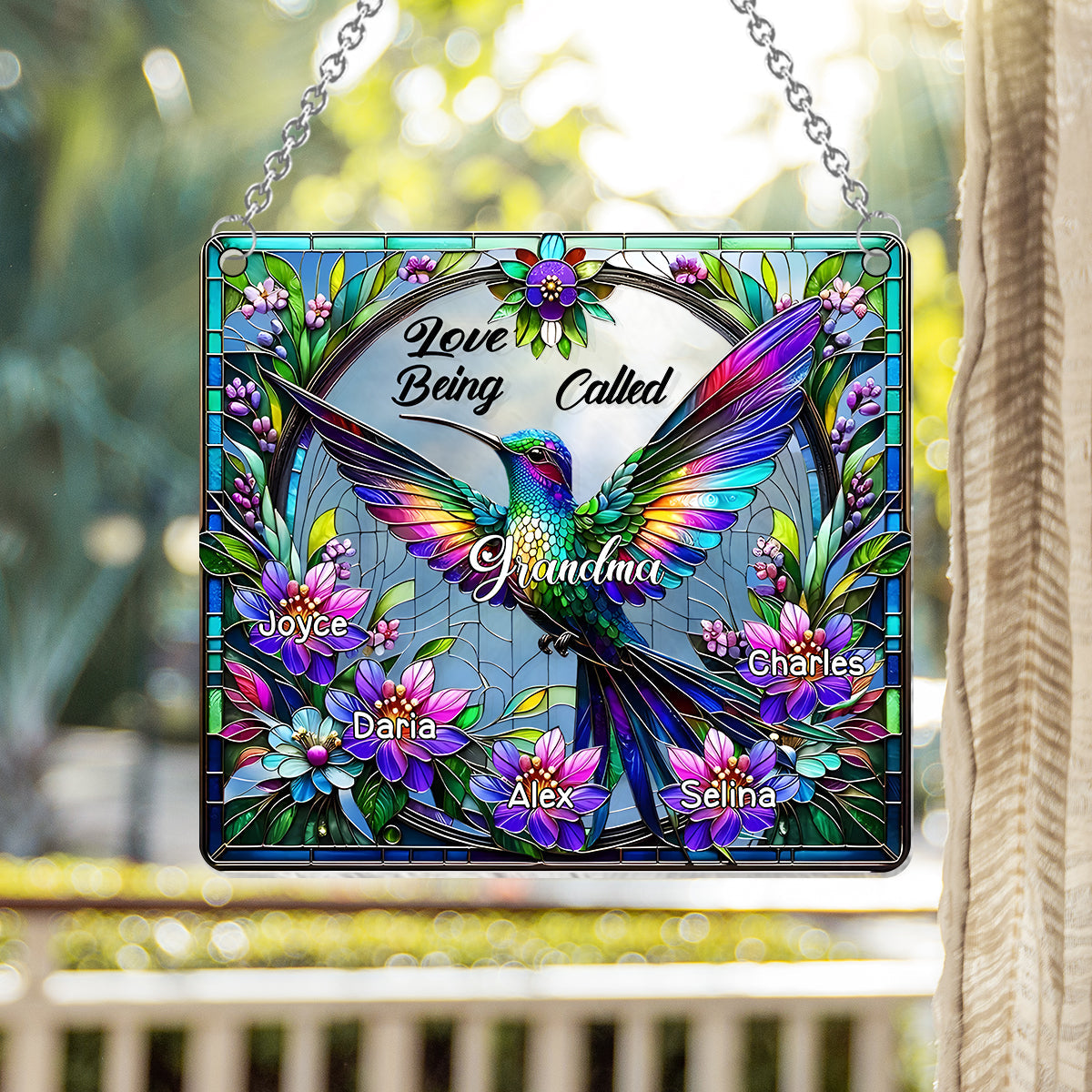 Love Being Called Grandma Hummingbird - Personalized Grandma Window Hanging Suncatcher Ornament
