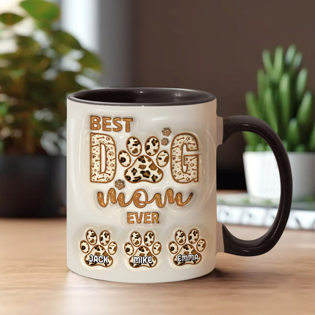 Best Dog Mama Ever - Personalized Dog Accent Mug