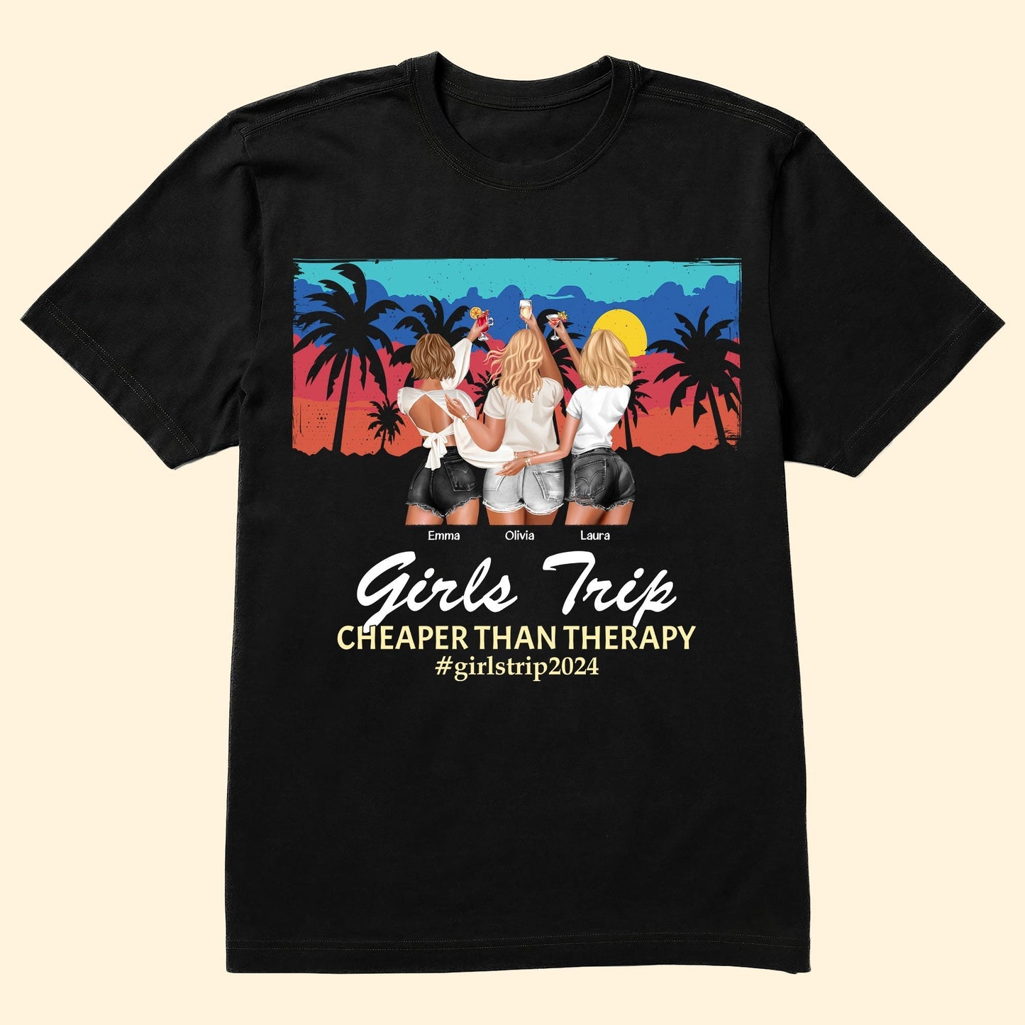 Girls Trip Classic Tee with Sunset Beach Vibes, Fun Style and Perfect Gift for Friends