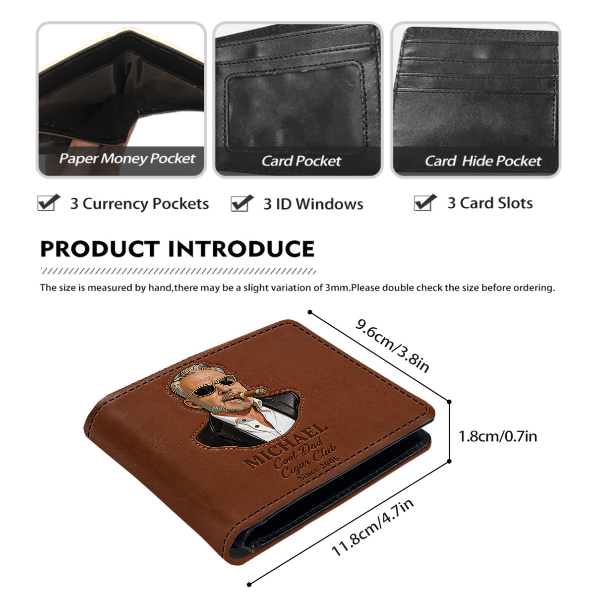 Dad Loves Cigars - Personalized Father Leather Wallet