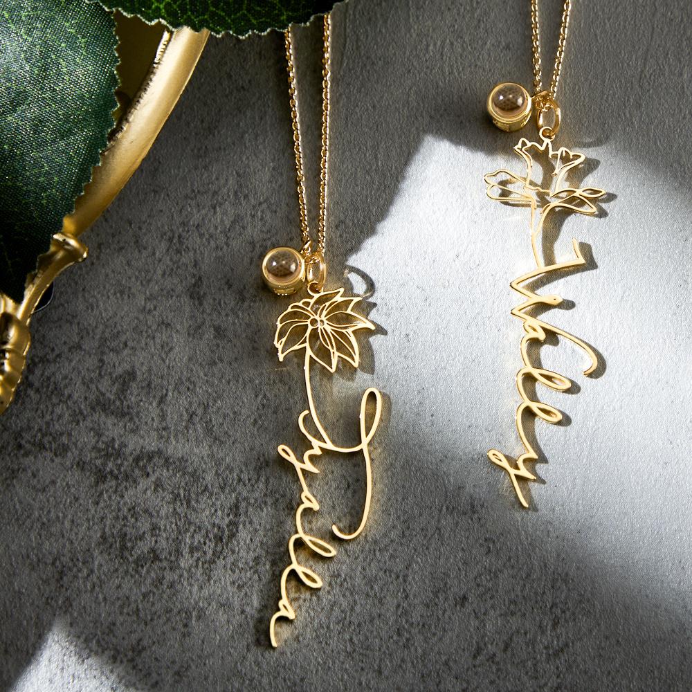 Birth Flower Photo Projection Charm - gift for anyone, who lost a loved one - Personalized Birth Flower Photo Projection Charm
