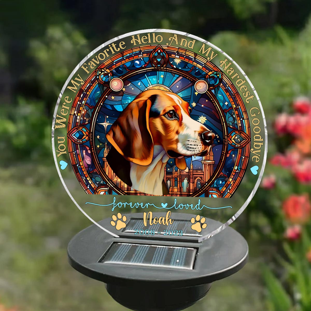 You Were My Favorite Hello - Personalized Dog Garden Solar Light