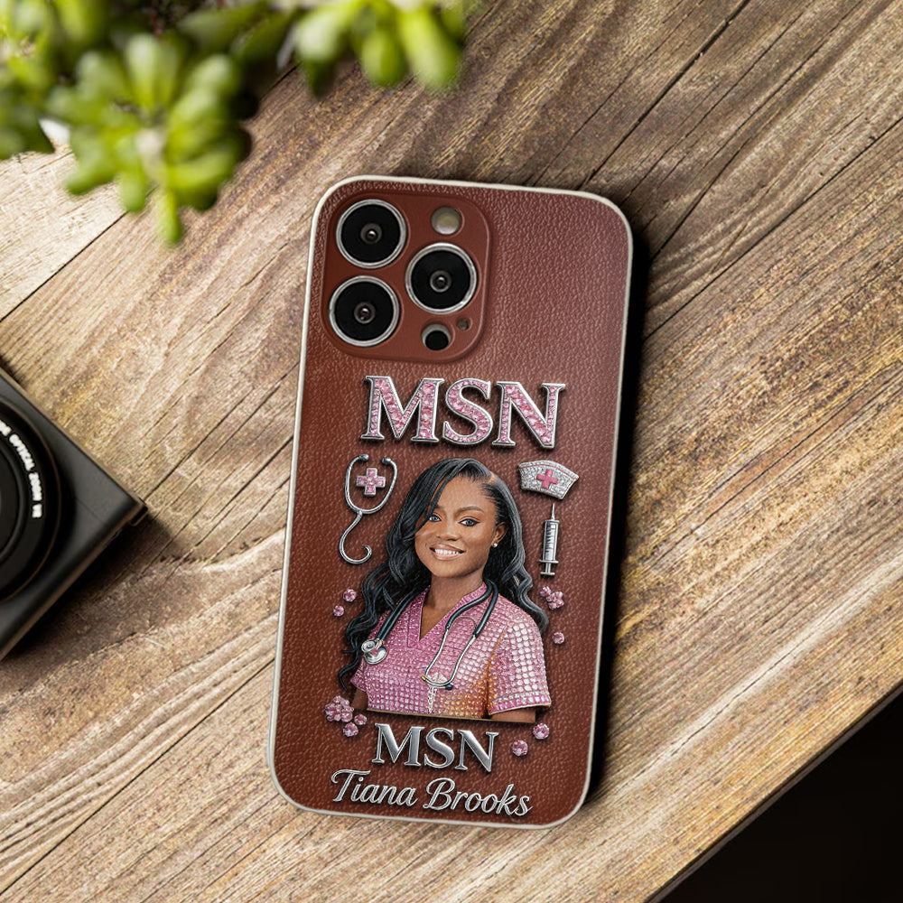 Any Title - Gifts For Nurse, Doctor - Personalized Nurse 3D Embossed Leather Phone Case