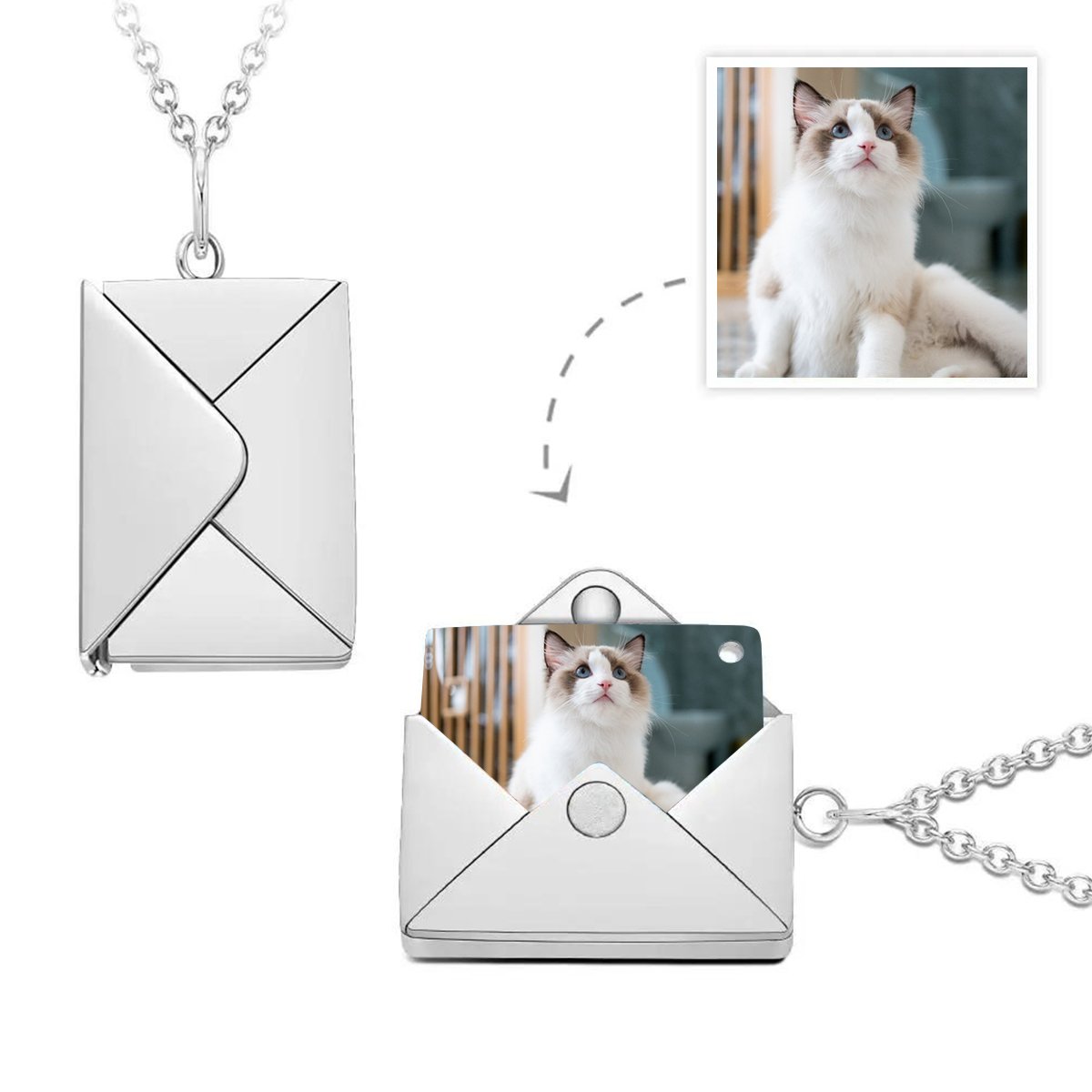 Any Photo Letter Envelope - Personalized Envelope Necklace