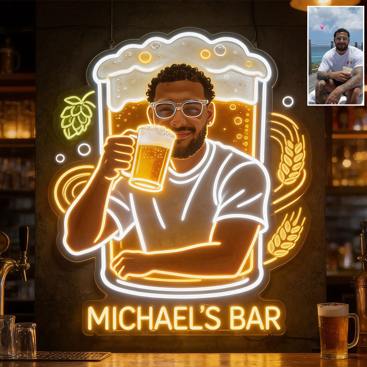 Cheers & Beers, Bar Decoration - Personalized Beer Neon LED Light Sign