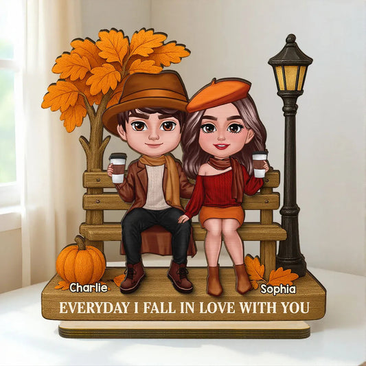 “Everyday I Fall in Love with You” Wooden Plaque – Custom Gift for Couples or Lovers