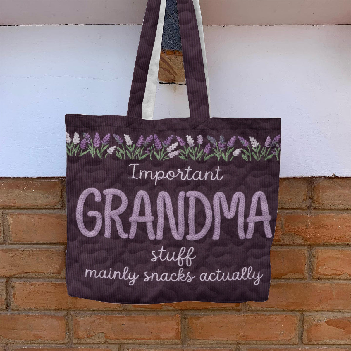 Important Nana Stuff Mainly Snacks Actually - Personalized Grandma Quilted Tote Bag