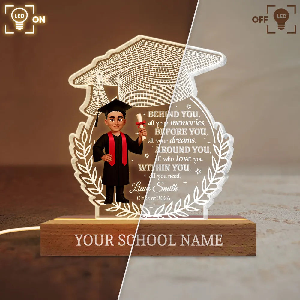 Shaped Acrylic Block LED Plaque Graduation Cap Quote, Warm Glow Desk Decor, Unique Creative Gift For Senior Grad