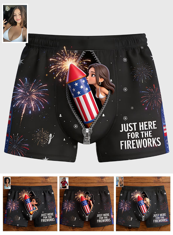 Just Here For The Fireworks - Personalized Spicy Couple Men’s Boxer Briefs