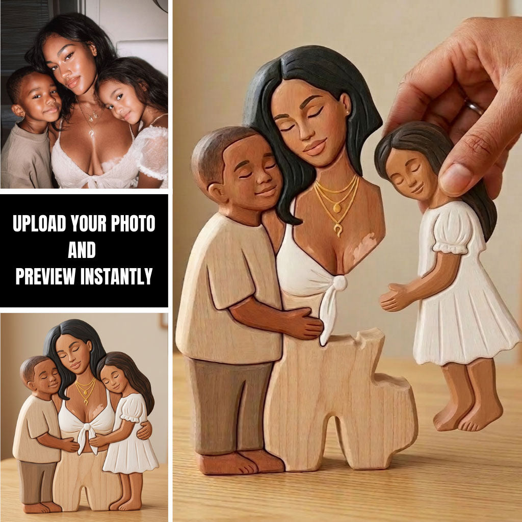 Custom Family Puzzle Piece - Personalized Grandma Shaped Wooden Puzzle