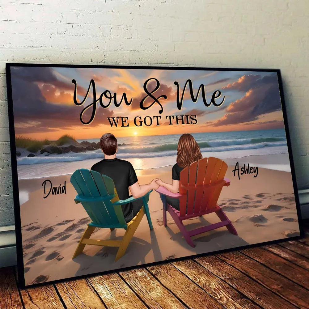 Together We Built a Life We Loved – Personalized Poster for Couples with Sunset Beach Design