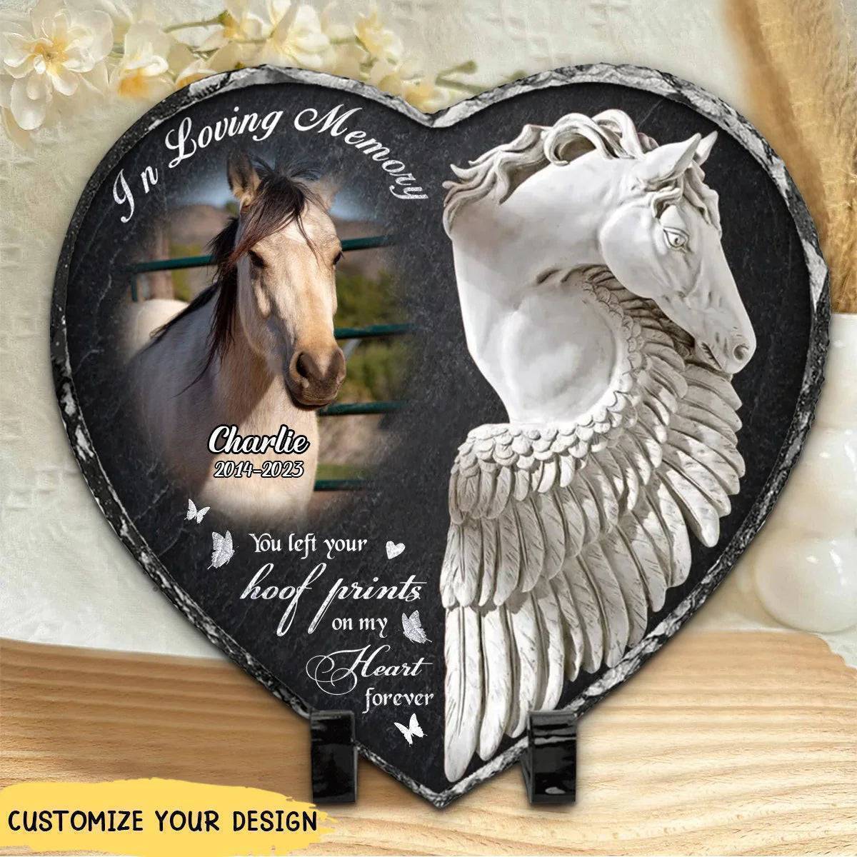 Eternal Gallop Heart Tribute - Custom Horse Memorial Lithograph - Cherished Hoofbeats Keepsake - Unite Hearts in Remembrance