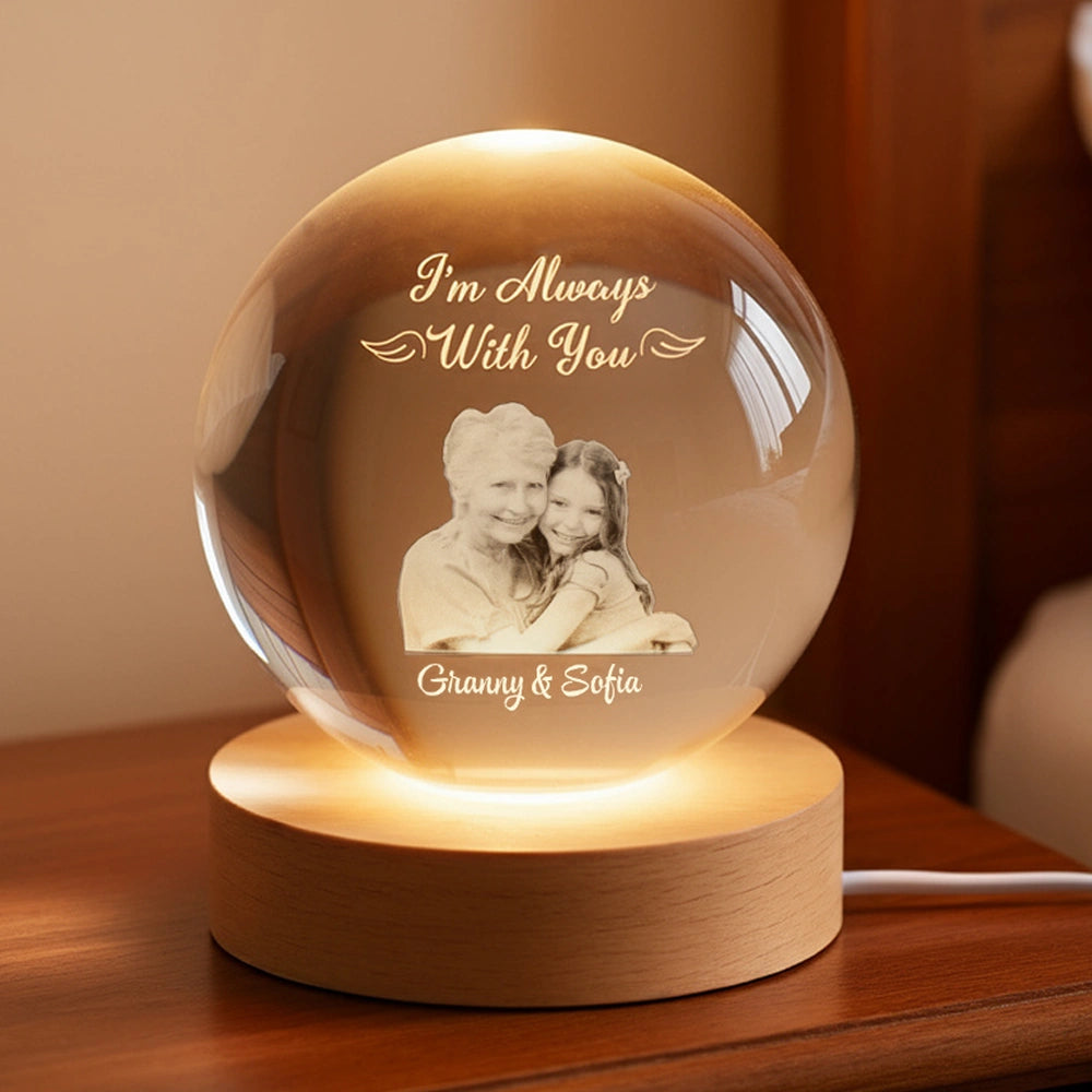 Personalized Globe Lamp with Photo – I'm Always With You Tribute Light, Unique Memorial Gift for Grandma & Grandkids